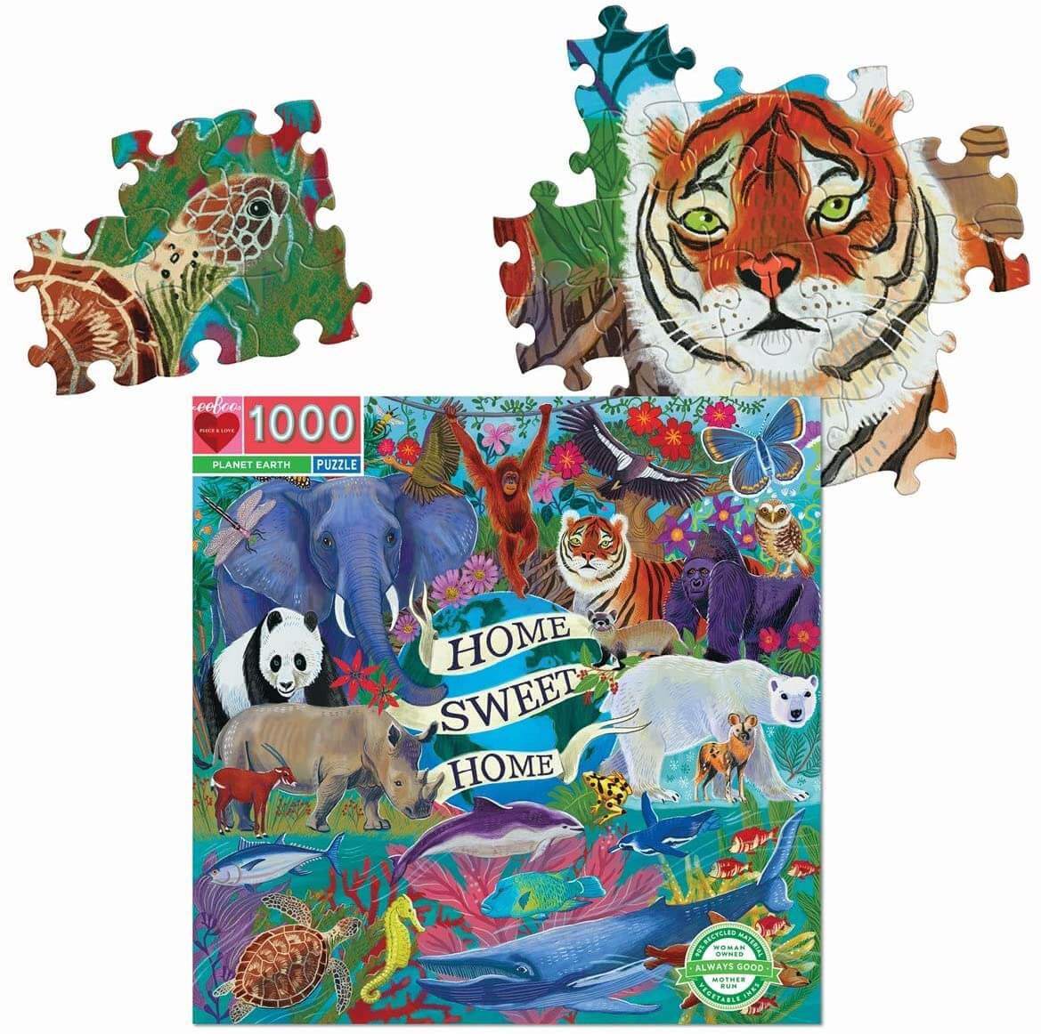 eeBoo - Piece and Love Planet Earth 1000 Piece Square Adult Jigsaw Puzzle