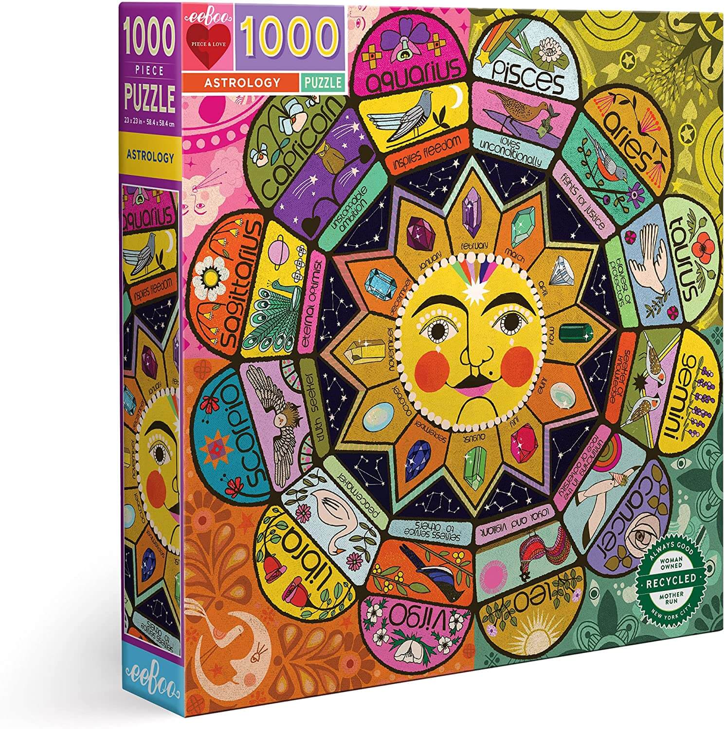 eeBoo - Piece and Love Astrology 1000 Piece Square Jigsaw Puzzle