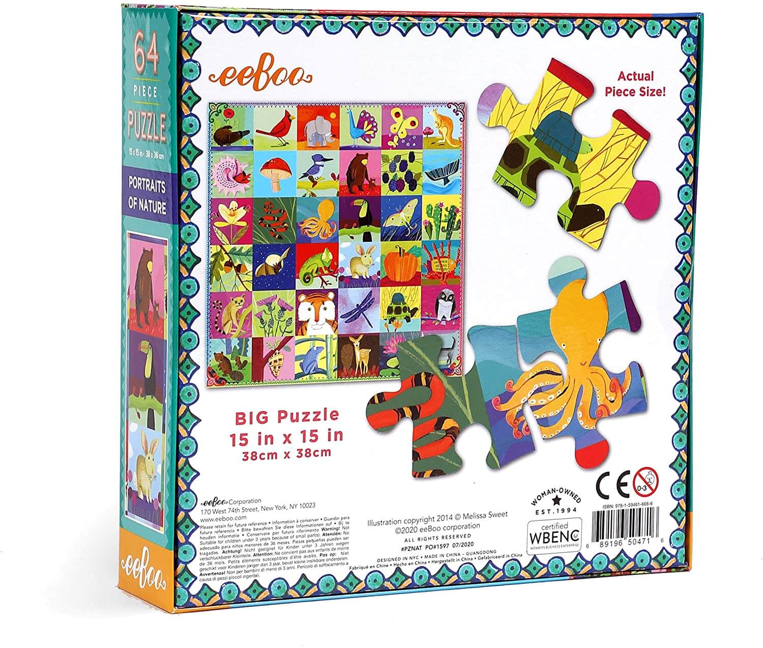 eeBoo - Portraits of Nature 64 Piece Jigsaw Puzzle for Kids photo of back of box