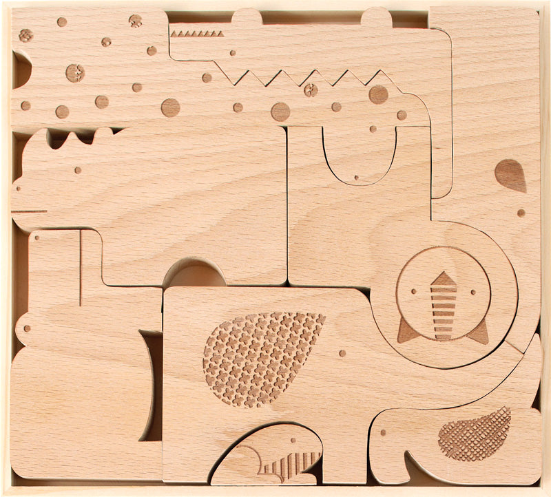 Petit Collage Safari Jumble Wood Puzzle + Play - WoodenToys.com
