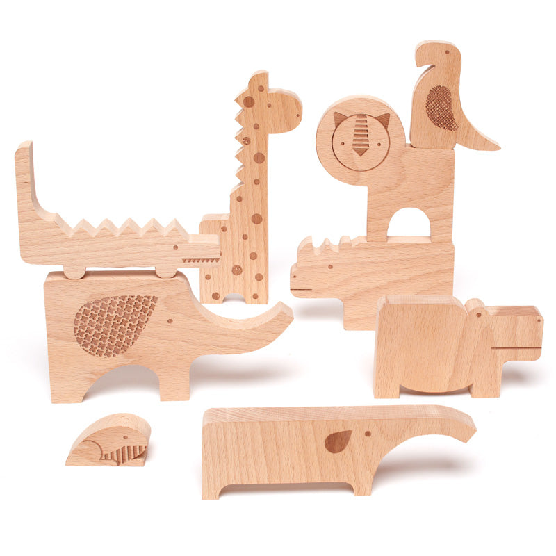 Petit Collage Safari Jumble Wood Puzzle + Play - WoodenToys.com