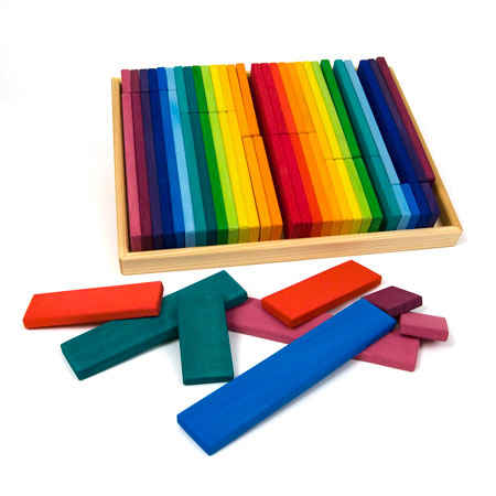 Glueckskaefer - Rainbow Timber Building Slats in a Tray (Large)