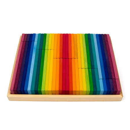Glueckskaefer - Rainbow Timber Building Slats in a Tray
