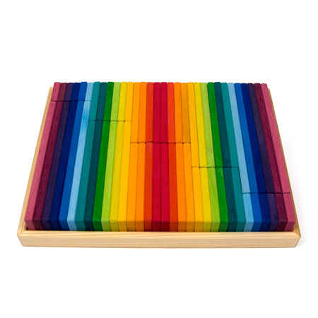Glueckskaefer - Rainbow Timber Building Slats in a Tray (Large)