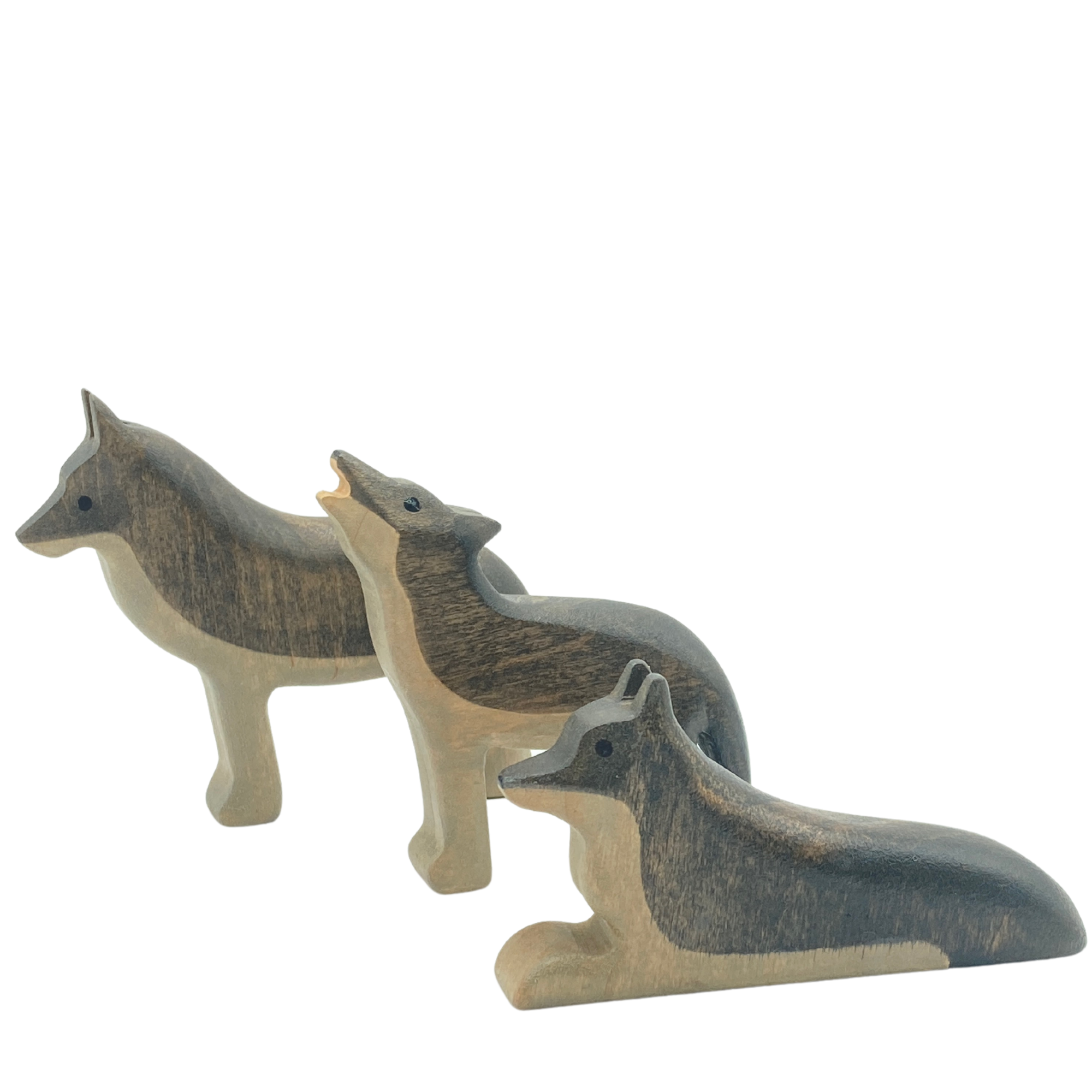 Forest Melody - Handmade Wooden Wolf Family