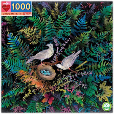eeBoo - Piece and Love Birds in Fern 1000 Piece Square Adult Jigsaw Puzzle Media 1 of 3
