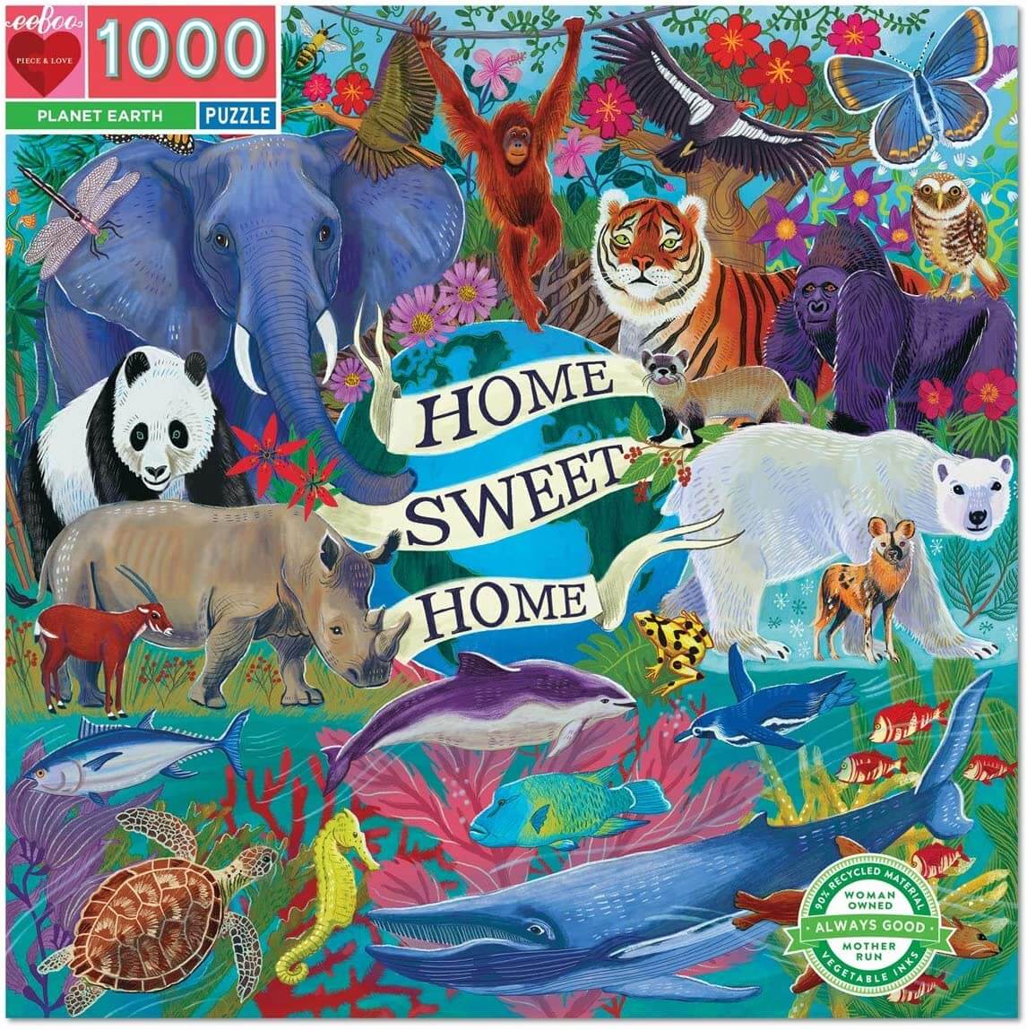 eeBoo - Piece and Love Planet Earth 1000 Piece Square Adult Jigsaw Puzzle