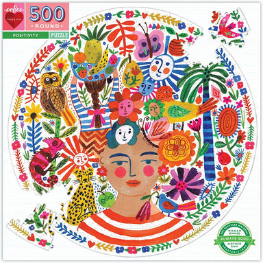 eeBoo - Piece and Love Positivity 500 Piece Round Circle Jigsaw Puzzle photo of box