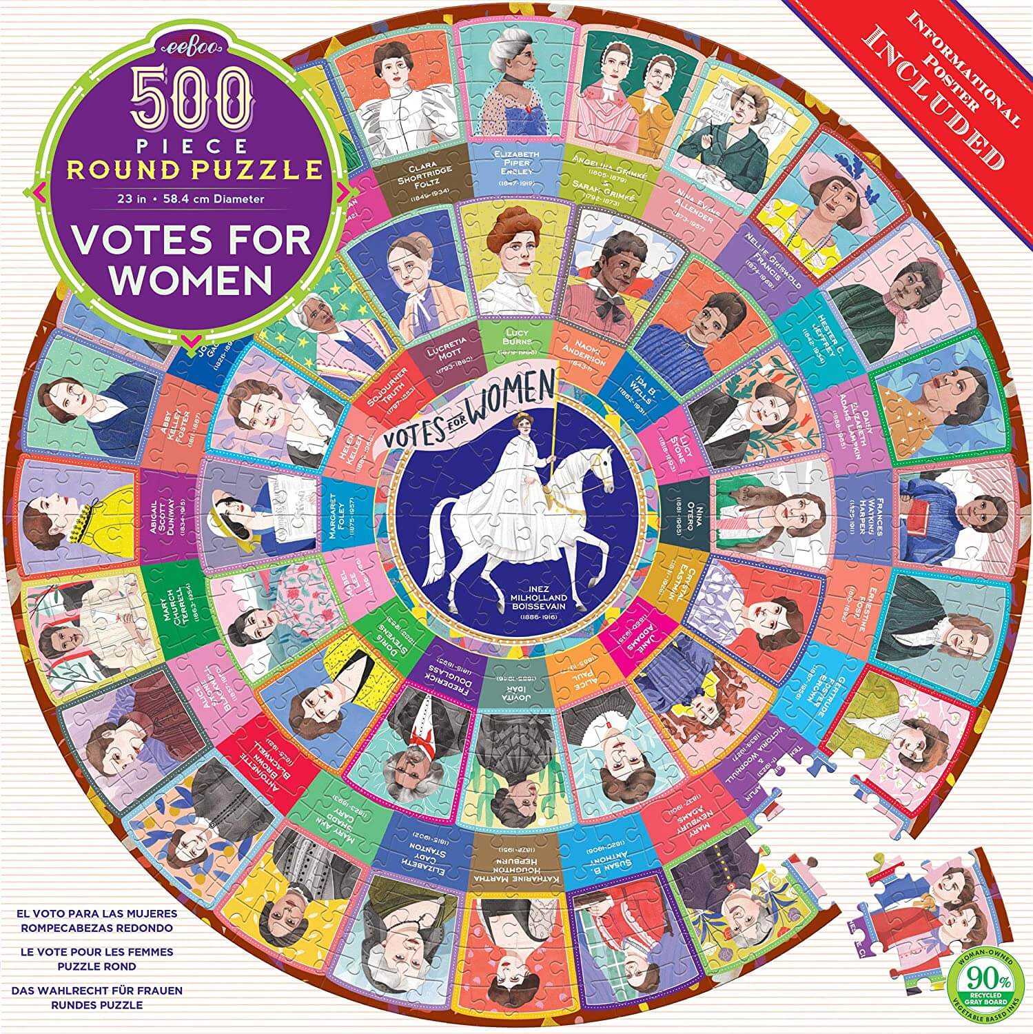 eeBoo - Piece and Love Votes for Women 500 Piece Round Circle Jigsaw Puzzle