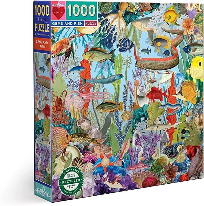 eeBoo - Piece and Love Gems and Fish 1000 Piece Square Jigsaw Puzzle