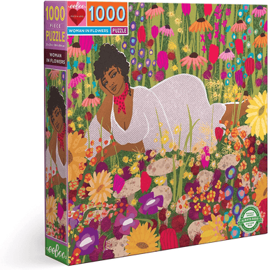 eeBoo - Piece and Love Woman in Flowers 1000 Piece Square Adult Jigsaw Puzzle image of box