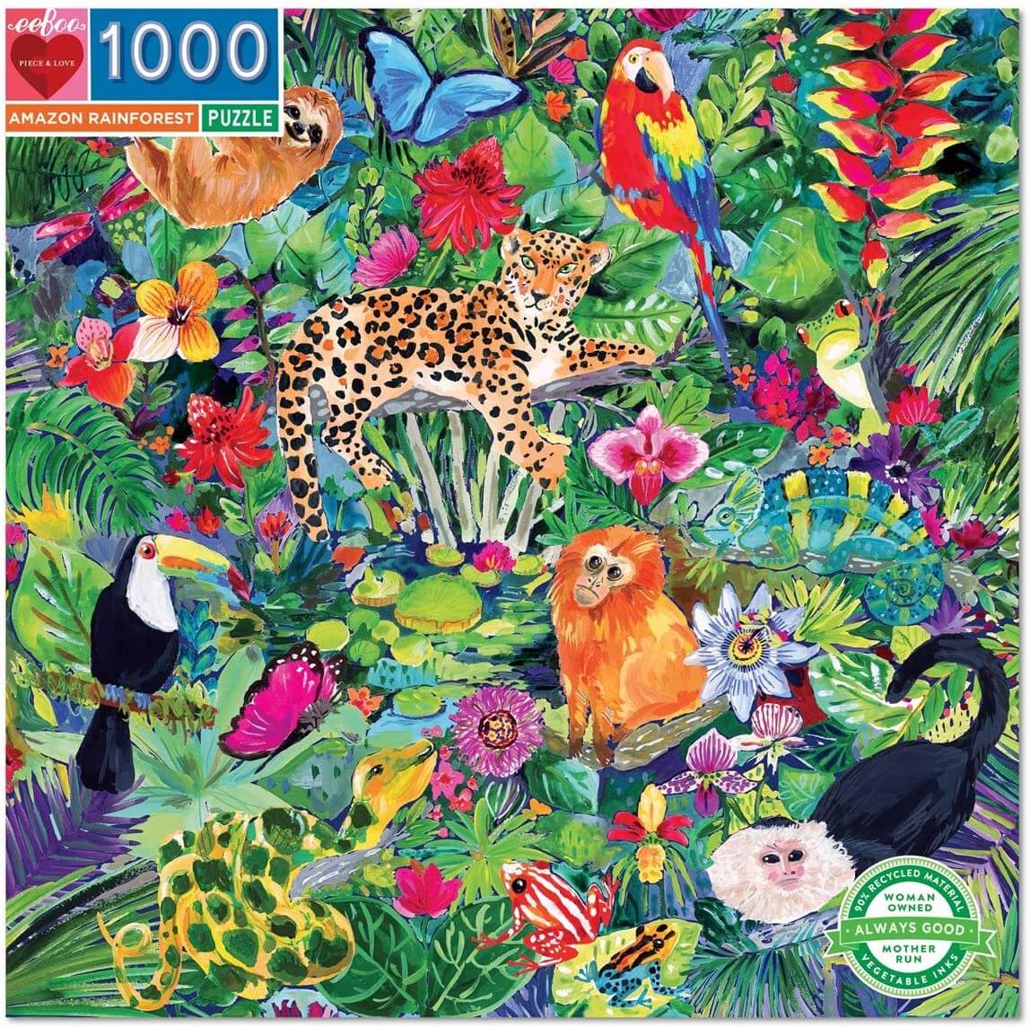 eeBoo - Piece and Love Amazon Rainforest 1000 Piece Square Adult Jigsaw Puzzle