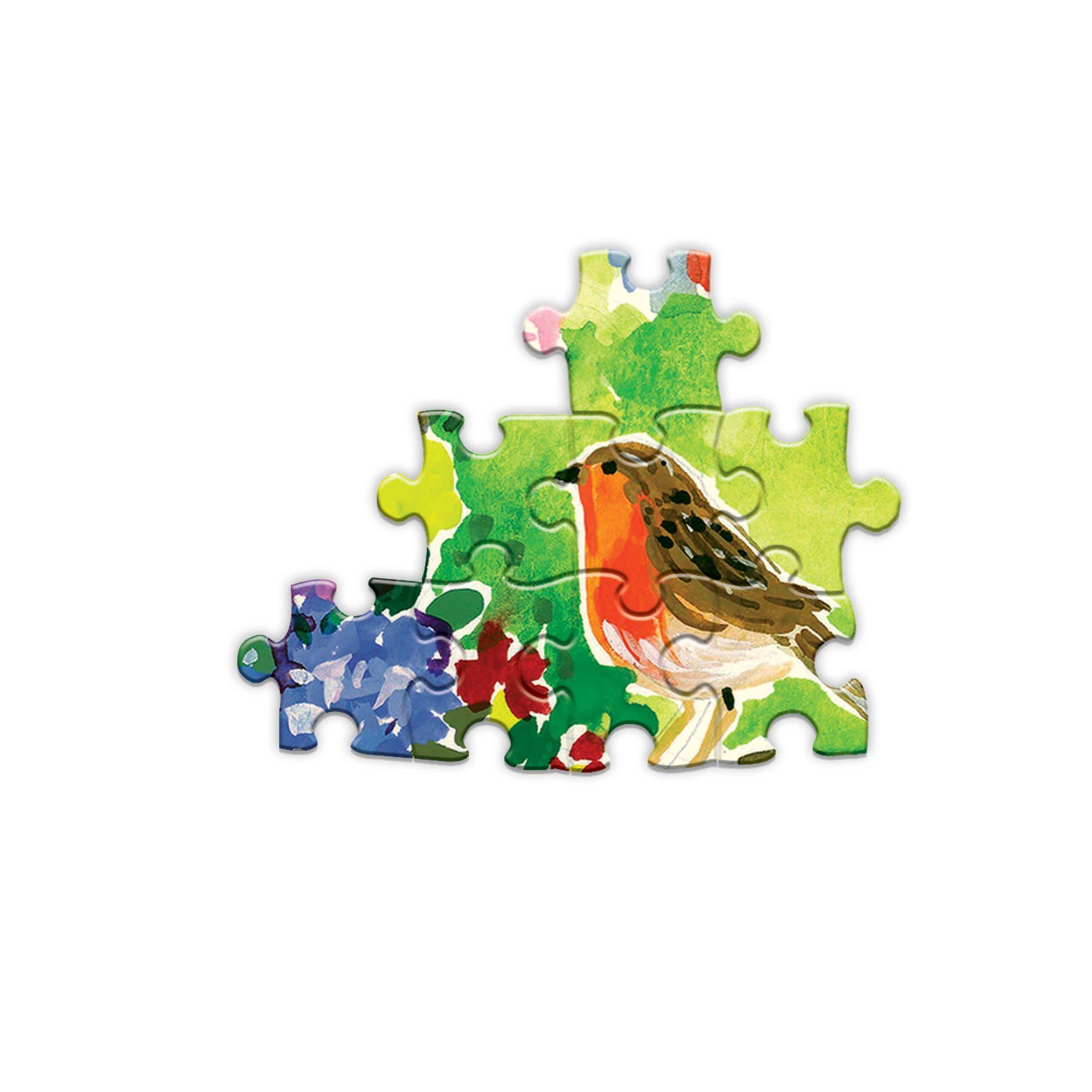 eeBoo - Piece and Love Seagull Garden 1000 Piece Rectangular Adult Jigsaw Puzzle completed section of puzzle showing bird