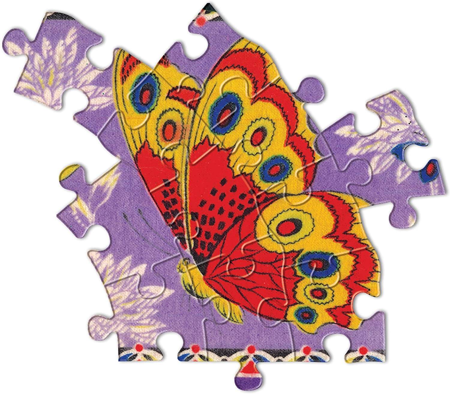 eeBoo - Piece and Love Vintage Butterflies 500 Piece Round Circle Jigsaw Puzzle