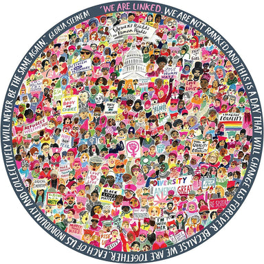 eeBoo - Piece and Love Women March! 500 Piece Round Circle Jigsaw Puzzle completed puzzle