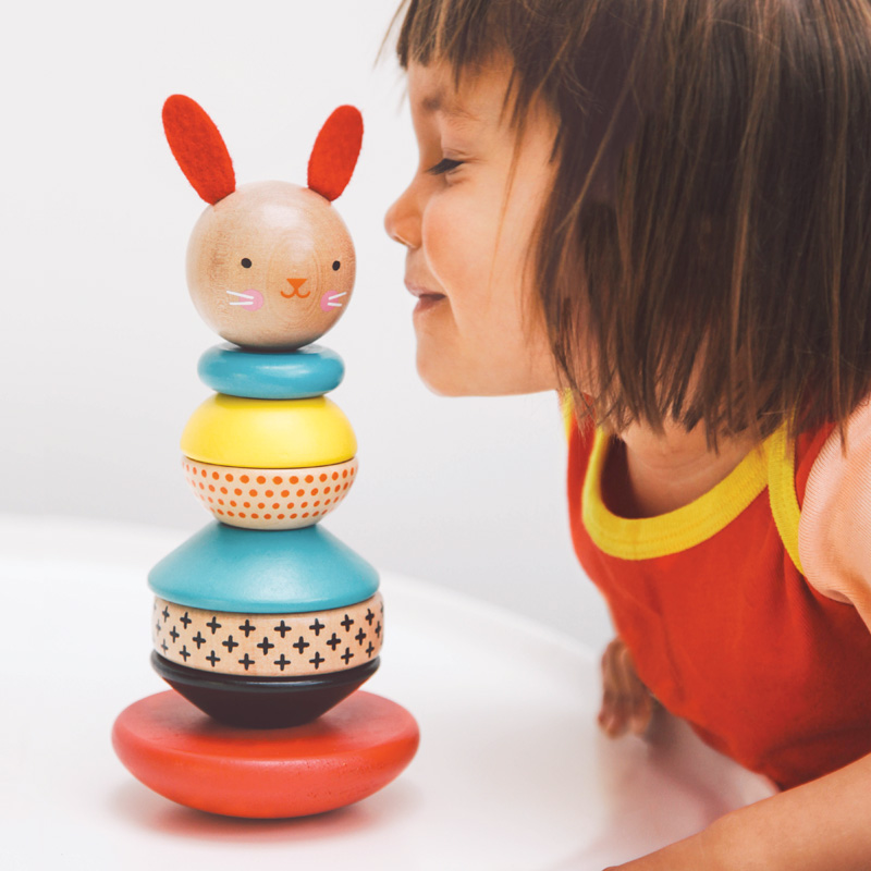 Toy Stack Rabbit Petit Collage Rabbit Wood Stacking Toy