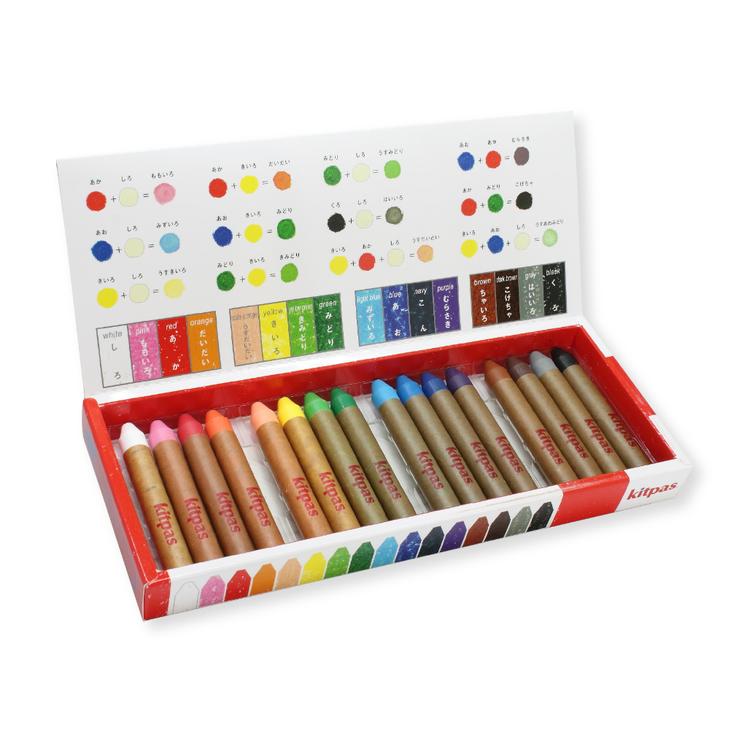 Kitpas Art Crayons Medium 16 Colors for Kids ages 3+, Window Art, Erasable, Water-Soluble