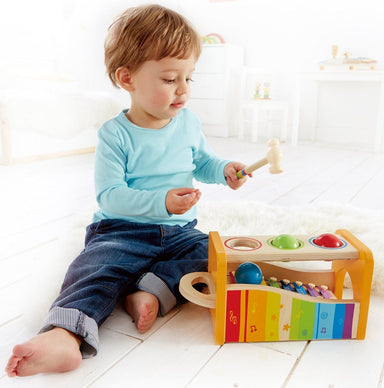 Hape Pound & Tap Bench with Slide Out Xylophone - WoodenToys.com