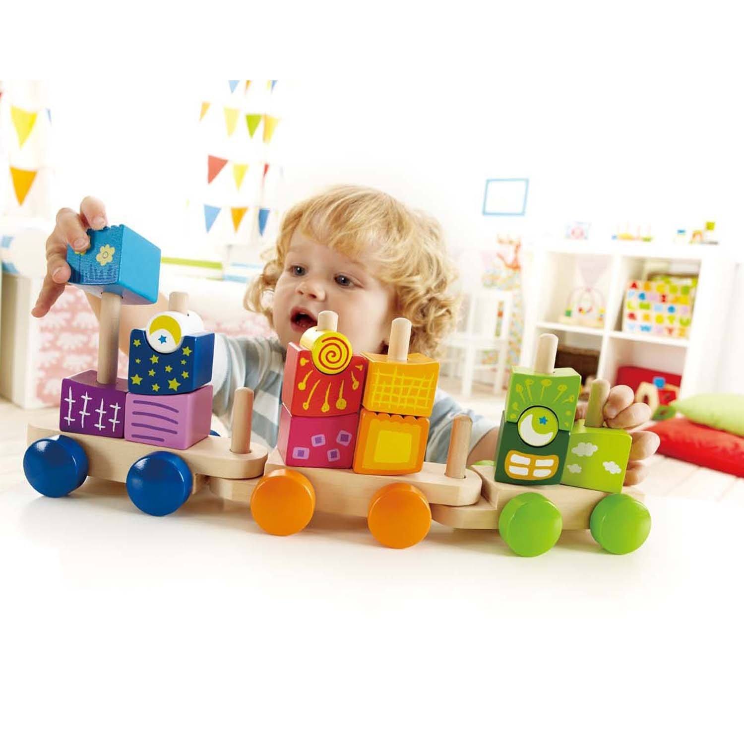 Hape Fantasia Building Blocks Toddler Push and Pull Train