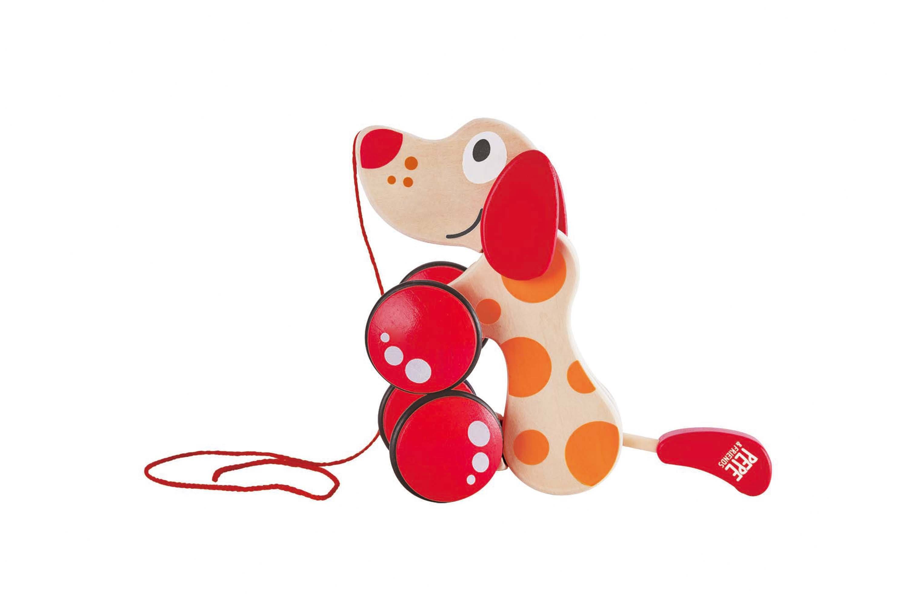 Hape Walk-A-Long Puppy Wooden Pull Toy - WoodenToys.com